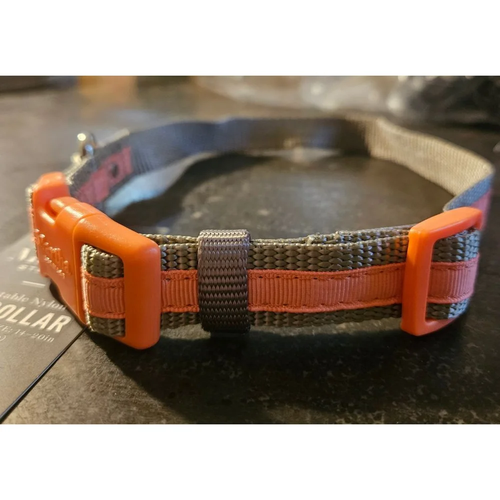 Martha Stewart | Dog Collar Medium Gray and Coral Nylon